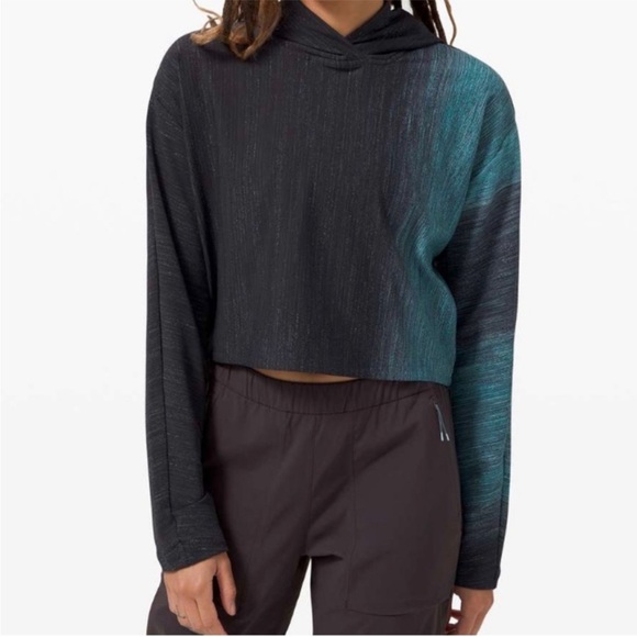 lululemon athletica Tops - Lululemon Varsa Hoodie The Lab Aurora Glow Jacquard Black True Navy